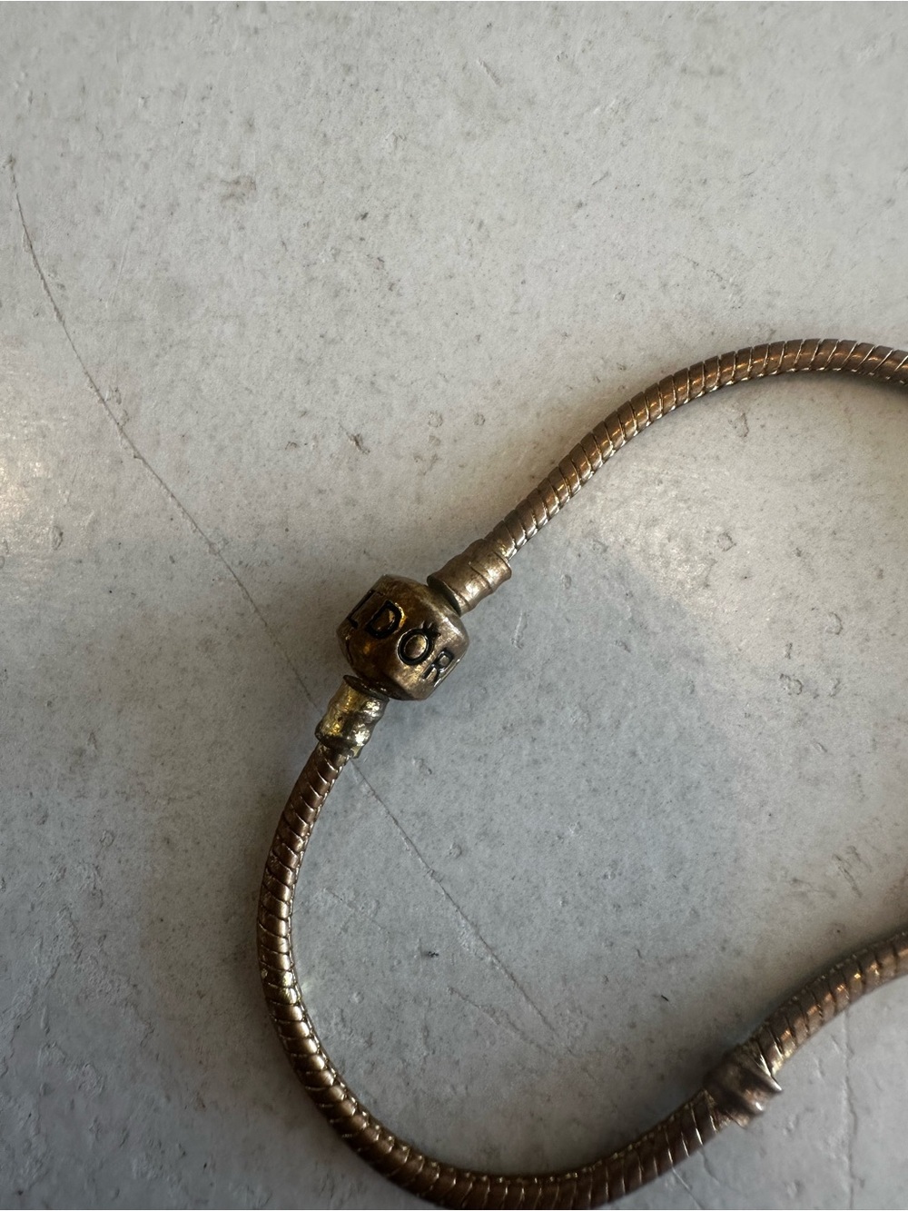 Pandora Gold-Tone Snake Chain Bracelet with Signature Bead 925